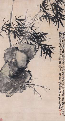 吴昌硕（1844～1927） 1902年作 竹石图 立轴 水墨纸本