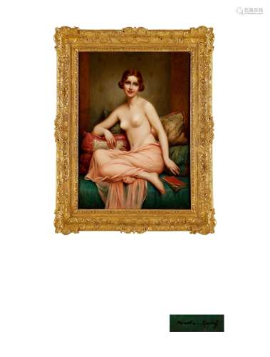 卡维尔·弗朗索瓦·马丁（1861～1931） 披粉色纱巾祼女