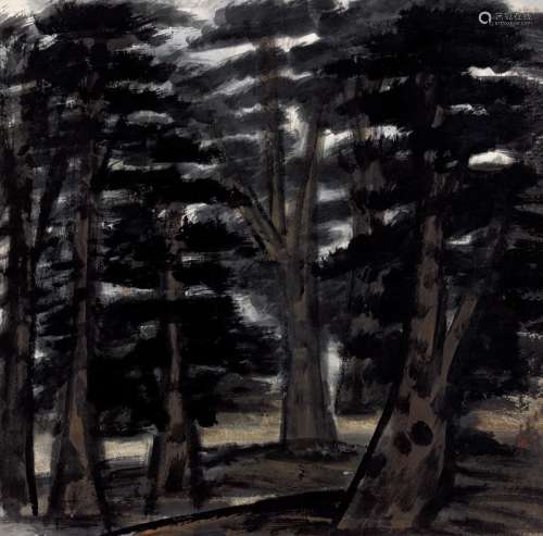 林风眠（1900～1991） 秋林图 纸本 彩墨