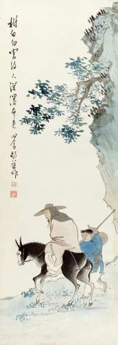 溥儒（1896～1963） 骑驴图 立轴 设色纸本