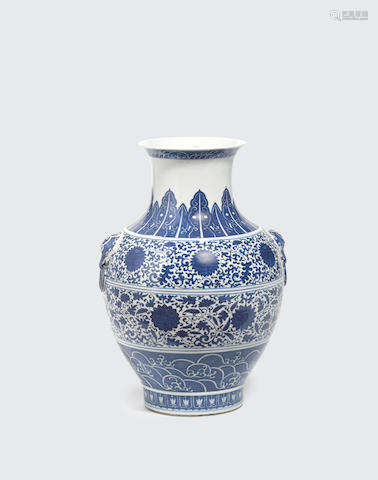 Qianlong mark, Republic period A large blue and white hu-form vase