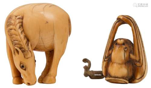 Two late Edo / early Meiji period ivory katabori