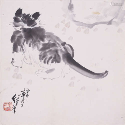 刘继卣 1980年作 猫 立轴 设色纸本