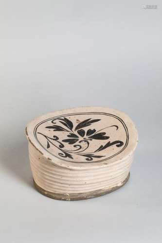 Repose nuque cizhu en céramique à décor floral bru...