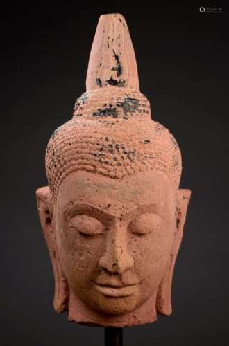 Rare tête de Buddha à la beauté juvénile et l'expr...