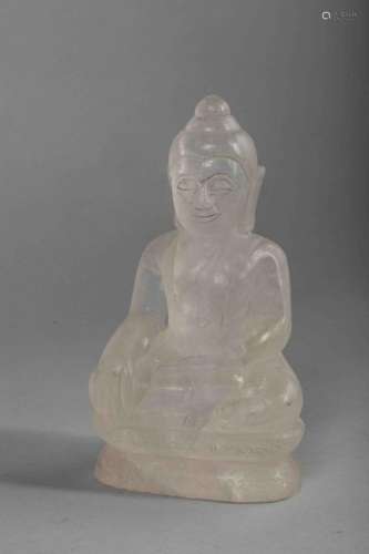 Buddha Maravijaya votif. Sculpté dans un bloc de c...
