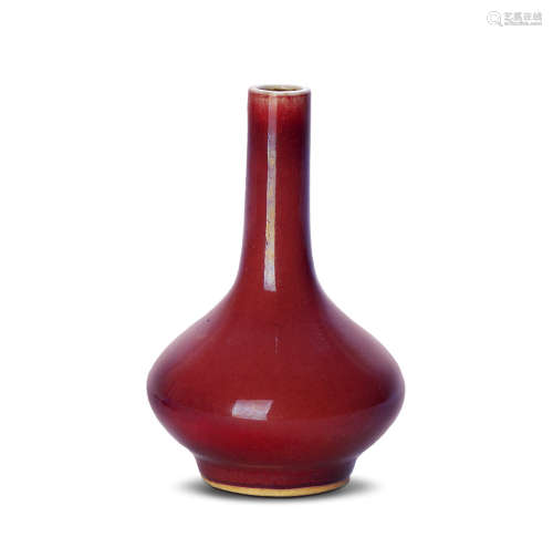 清 霁红釉小天球瓶