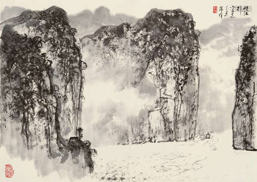 黄纯尧（1925～2007） 峡江行 镜片 水墨纸本