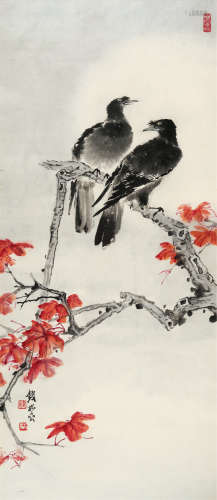 钱松嵒（1899～1985） 花鸟 镜片 设色纸本
