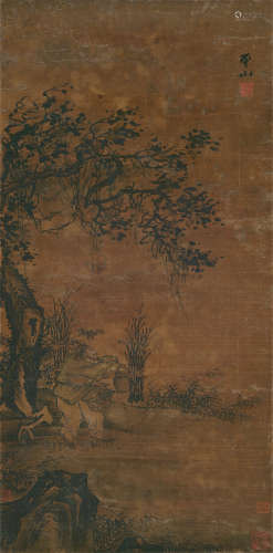 张平山（1464～1538）（款） 山水 立轴 设色绢本