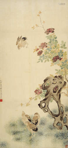 包德芬（1894～1979） 花鸟 镜片 设色绢本