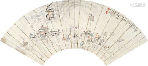 吴青霞（1910～2008） 钟馗嫁妹 镜片 设色纸本