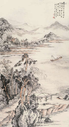 吴观岱（1862～1929） 溪山渔隐 立轴 设色纸本