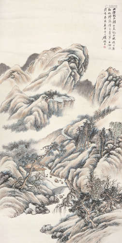 顾麟士（1865～1930） 深山幽居 镜片 设色纸本