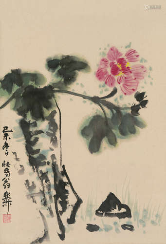 谢稚柳（1910～1997） 花卉 立轴 设色纸本