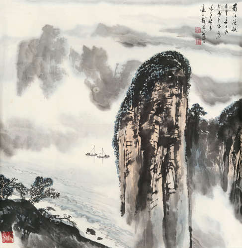 徐子鹤（1916～1999） 蜀江渔艇 镜片 设色纸本