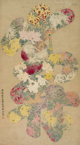 吴树本（1869～1938） 寿 立轴 设色纸本