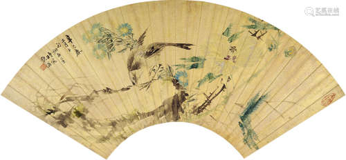沈翊清（1855～约1928） 花鸟 镜片 设色金漆笺本