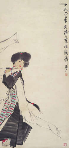 叶浅予（1907～1995） 拉萨舞步 立轴 设色纸本