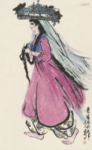 黄胄（1925～1997） 少数民族人物 镜片 设色纸本