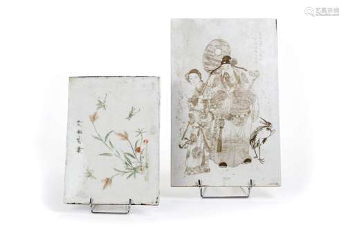 Chine, XIXe siècle. Belle plaque en porcelaine à ...