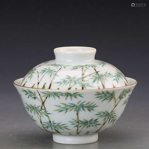 A FAMILLE ROSE 'BAMBOO' BOWL AND COVER,DAOGUAGN