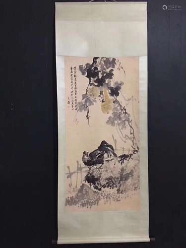 A CHINESE SCROLL PAINTING OF ROOSTER