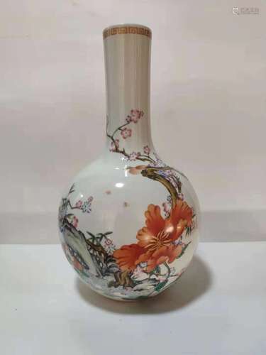 A FAMILLE ROSE BOTTLE VASE, QIANLONG MARK