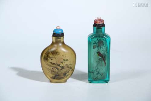 TWO INSIDE-PAINTED SNUFF BOTTLES