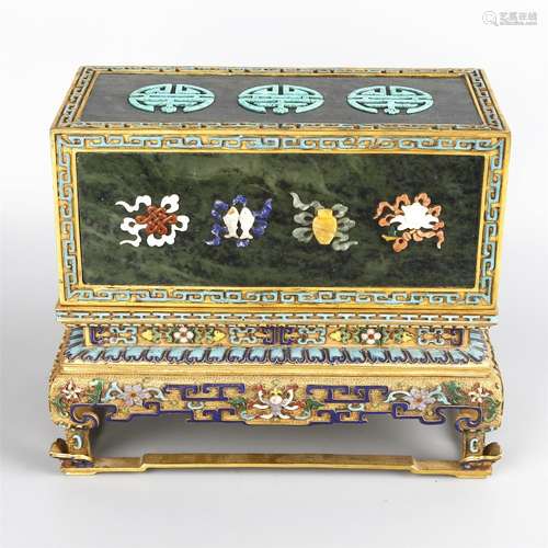 A BRONZE INLAID GEM BOX