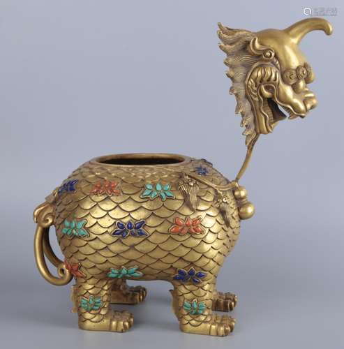 A GILT-BRONZE INCENSE BURNER