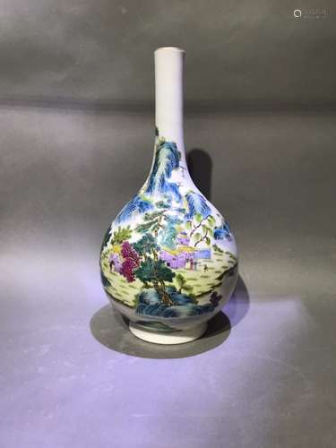 A FAMILLE ROSE BOTTLE VASE,JIAQING MARK