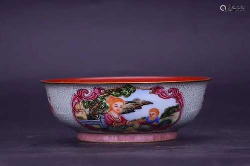 A PAINTED ENAMEL BOWL, QIANLONG MARK