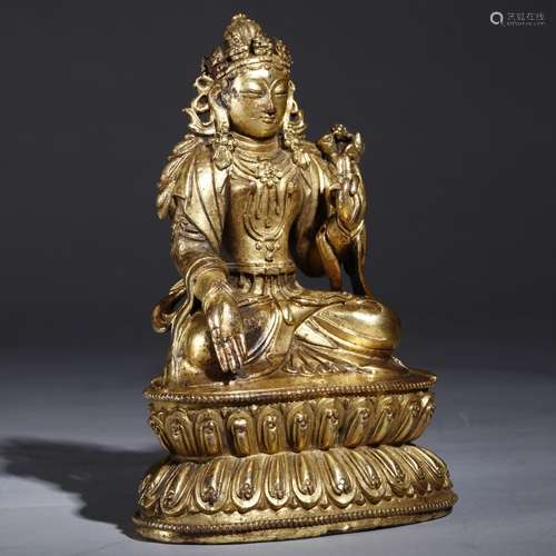 A TIBET GILT BRONZE FIGURE OF TARA