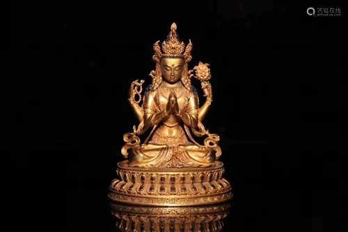 A GILT-BRONZE FIGURE OF MAITREYA