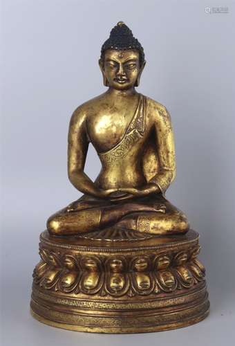 A GILT-BRONZE FIGURE OF AMITABHA