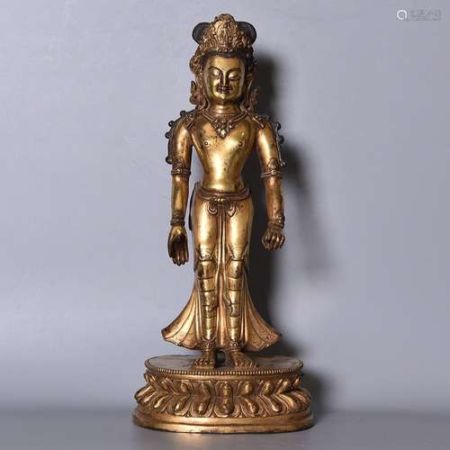 A GILT-BRONZE FIGURE OF BODHISATTVA