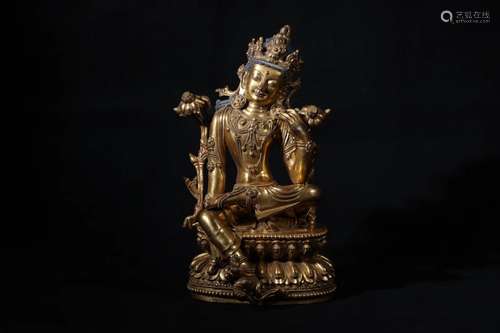 A GILT-BRONZE FIGURE OF TARA