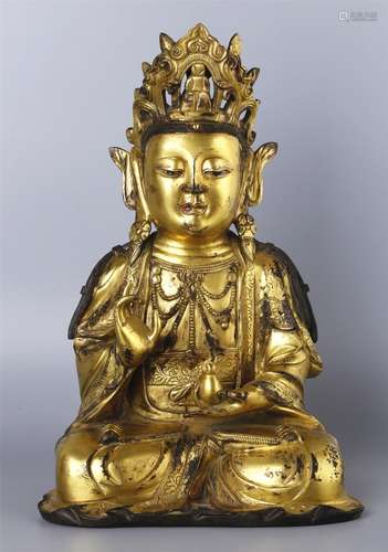 A GILT-BRONZE FIGURE OF MAHASTHAMAPRAPTA