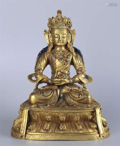 A GILT-BRONZE FIGURE OF VAJRADHARA