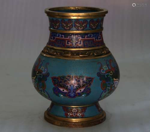 A CLOISONNE ENAMEL VASE, QIANLONG MARK