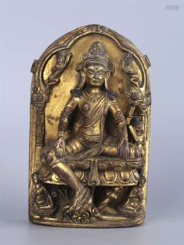 A GILT-BRONZE FIGURE OF TARA