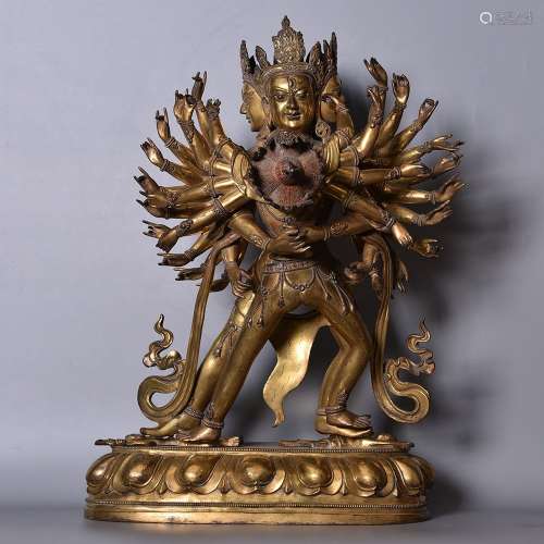 A GILT-BRONZE GROUP OFCHARASAMVARA AND VAJRAVARAHI