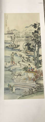 A CHINESE SCROLL PAINTING OF LANDSCAPE