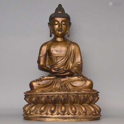 A GILT-BRONZE FIGURE OF AMITABHA