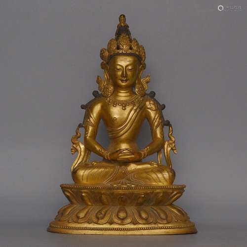 A GILT-BRONZE FIGURE OF BODHISATTVA