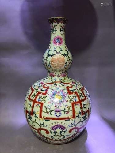 A FAMILLE ROSE GOURD VASE, QIANLONG MARK