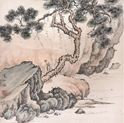 （1909-1954） 陈少梅 山水 设色纸本 镜框