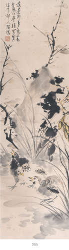 (1895-1972) 汪溶 花鸟 设色纸本 立轴