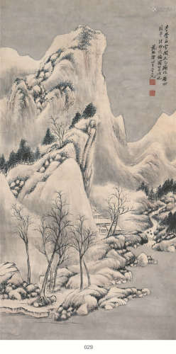 (1872-1960) 范振绪 李营丘雪图 设色纸本 立轴